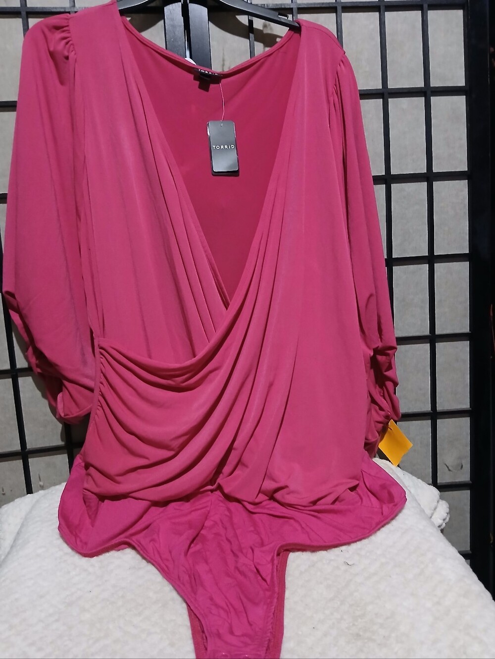 torrid Draped Fuchsia-Pink Wrap Bodysuit